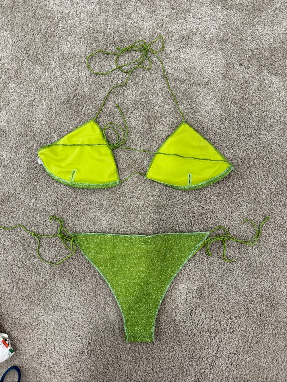 Oseree lumiere Sparkling Green Triangle Bikini - Picture 3 of 6